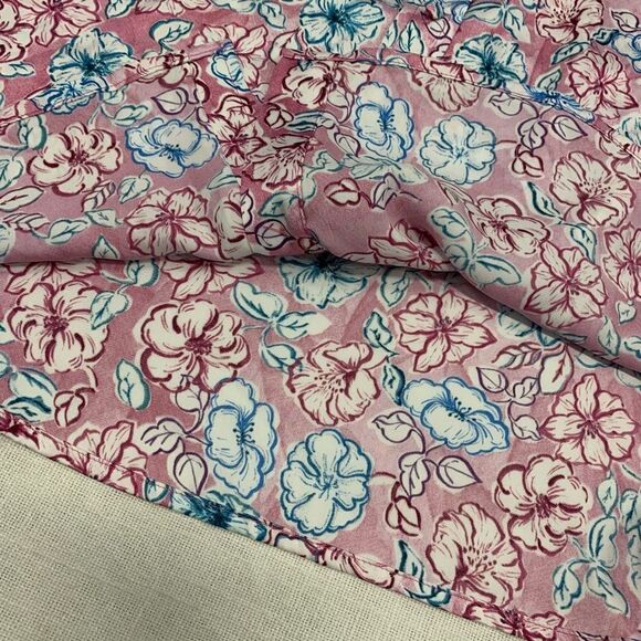 ZARA Sz M floral pink satin button blouse shirt like new - Picture 7 of 9